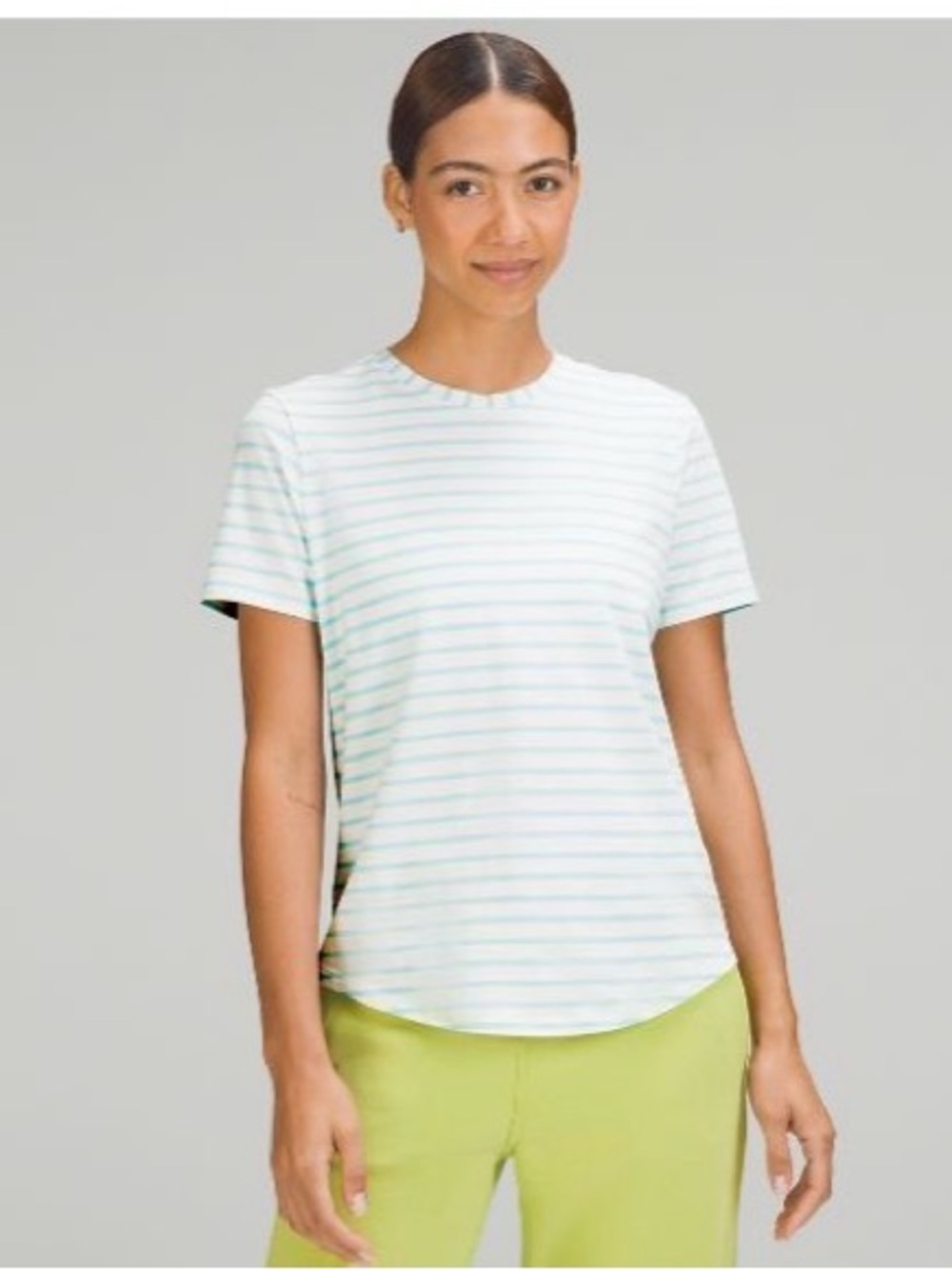 lululemon Love Crew Tshirt-Yachtie Stripe Antique White Icing Blue Sz8 NWT